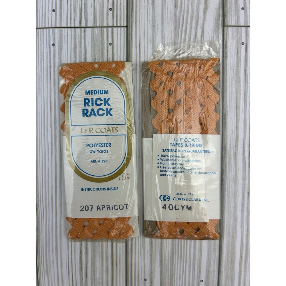 P & J Coats Medium Rick Rack ZigZag Trim Detail Packages 2.5 Yards 207 Apricot